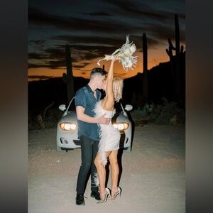 London L white feather dress